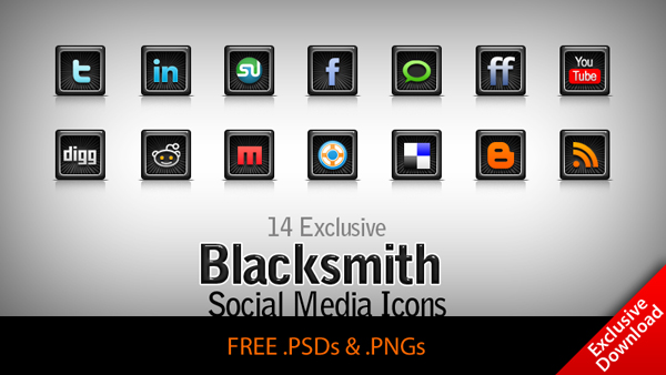 Blacksmith – 14 exclusive free Social Network / Media icons