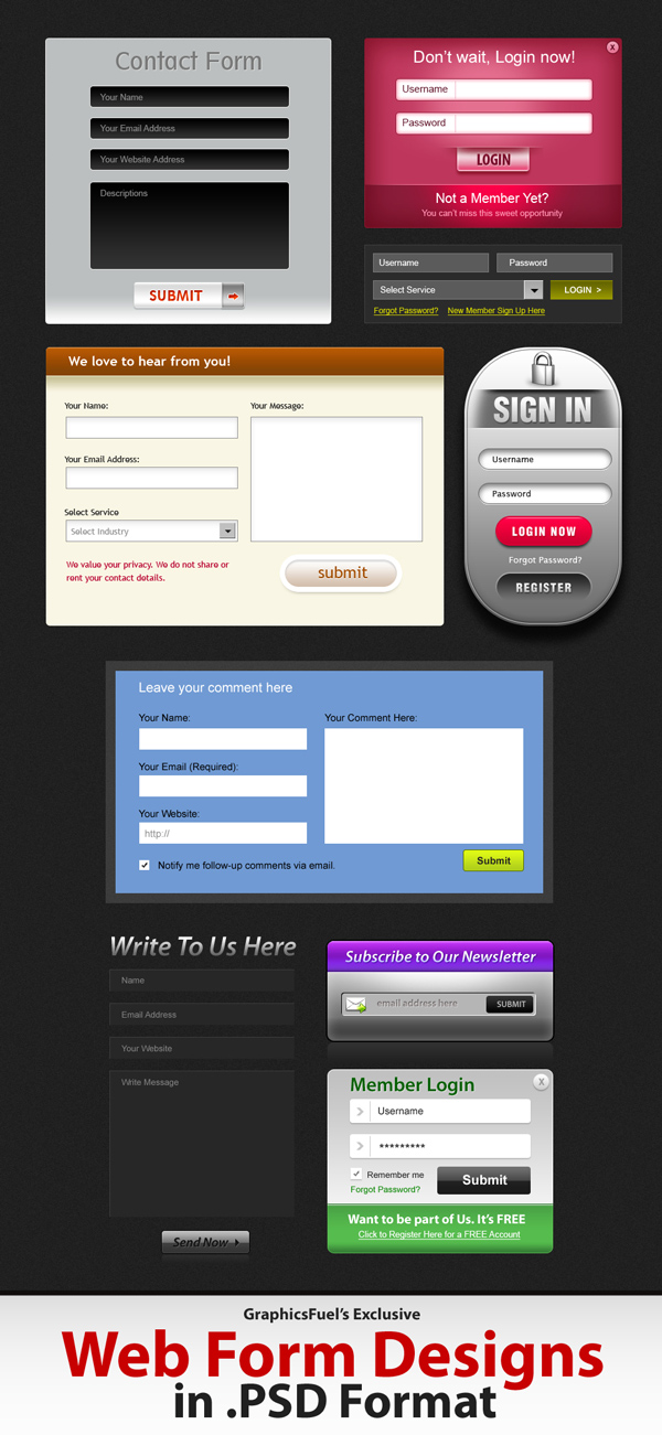 9 beautiful web forms for free download