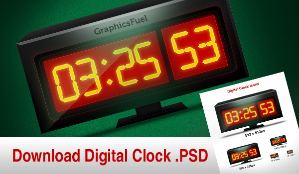 Download Digital Clock graphic and it’s icon in different sizes