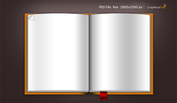 Download blank book template .PSD file & icons