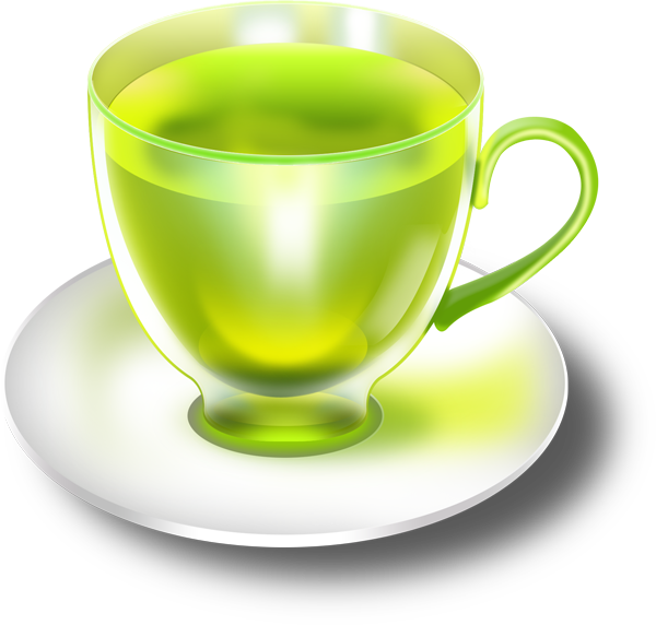 Glossy mint tea cups and saucers in PSD