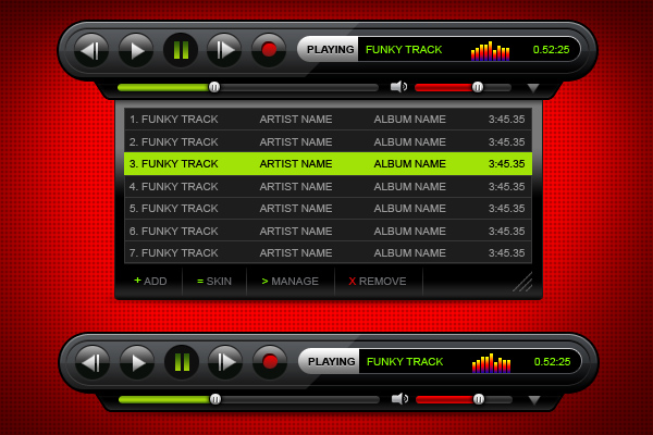 Elegant MP3 player skin PSD download