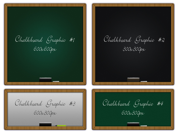 4 chalkboard graphics PSD & PNG files