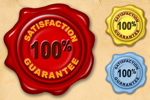 Satisfaction guarantee wax seal (PSD & PNG)