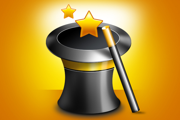 Magician hat and wand PSD file