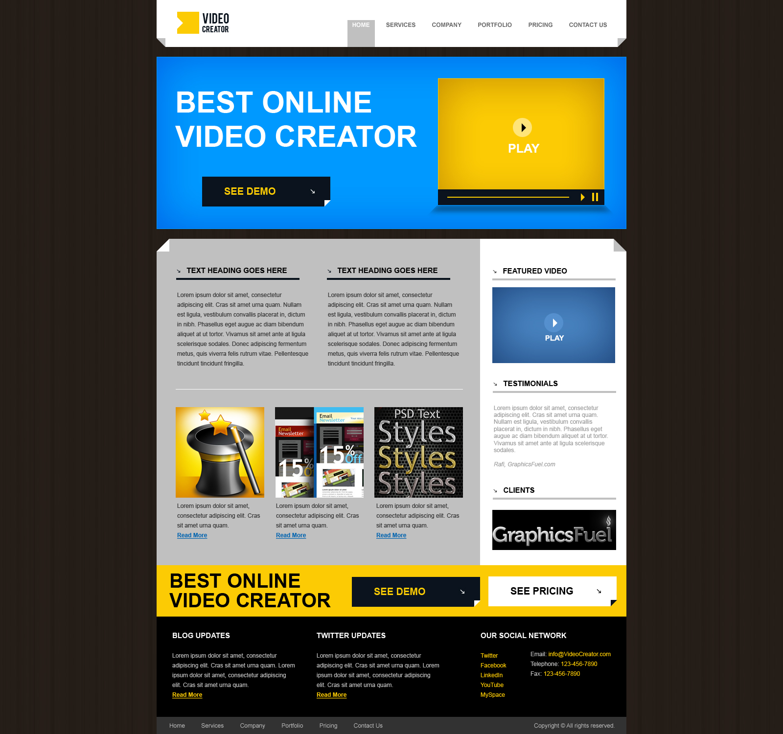 Product website PSD template