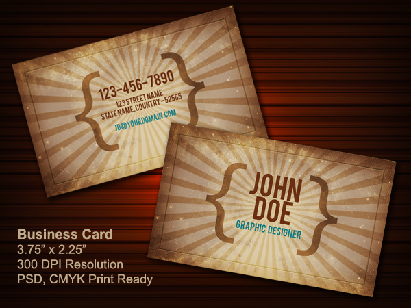 Vintage business card PSD (front & back)