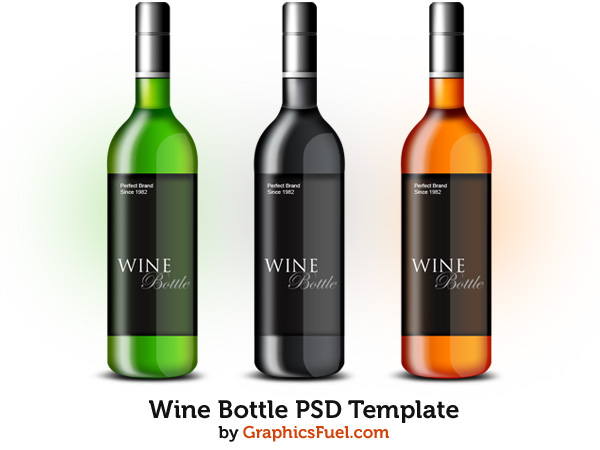 Wine bottle PSD template