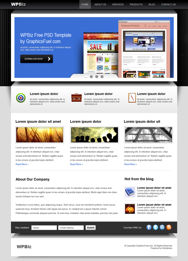 WordPress business website PSD template