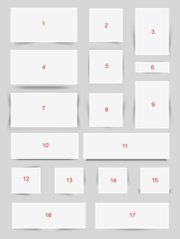 17 content box shadows (PSD)