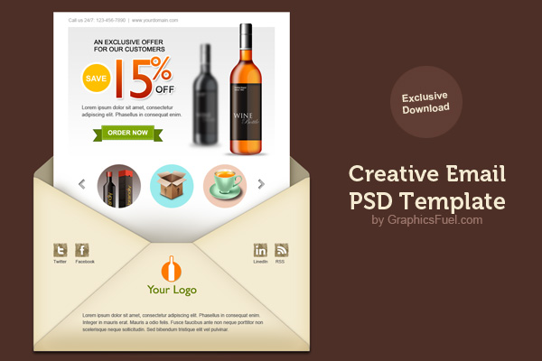 Creative email newsletter PSD template