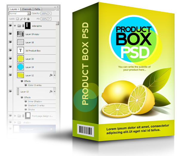 Product box PSD template