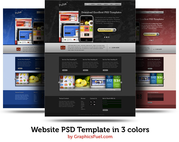 Website PSD Template in 3 colors