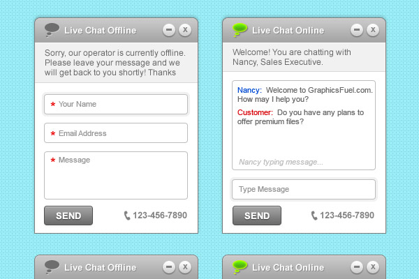 Clean & simple live chat interface (PSD)