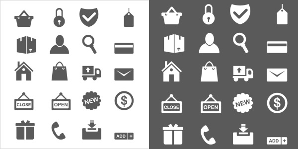 20 Minimal ecommerce icons (vector PSD)