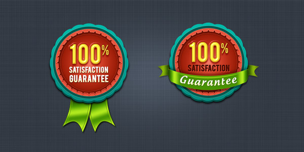 100% satisfaction guarantee badge & seal (PSD)