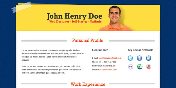 Professional resume / CV template (PSD)