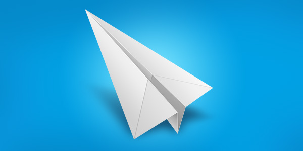 White paper airplane icon (PSD)