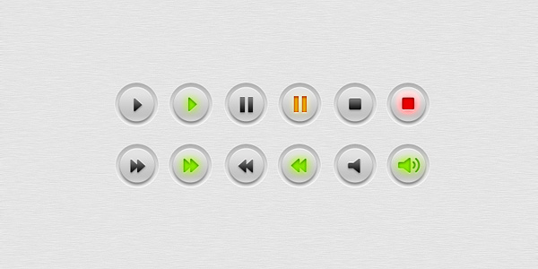 Multimedia (audio, video) buttons PSD