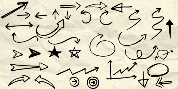 90 Hand drawn arrow and symbol Photoshop brushes