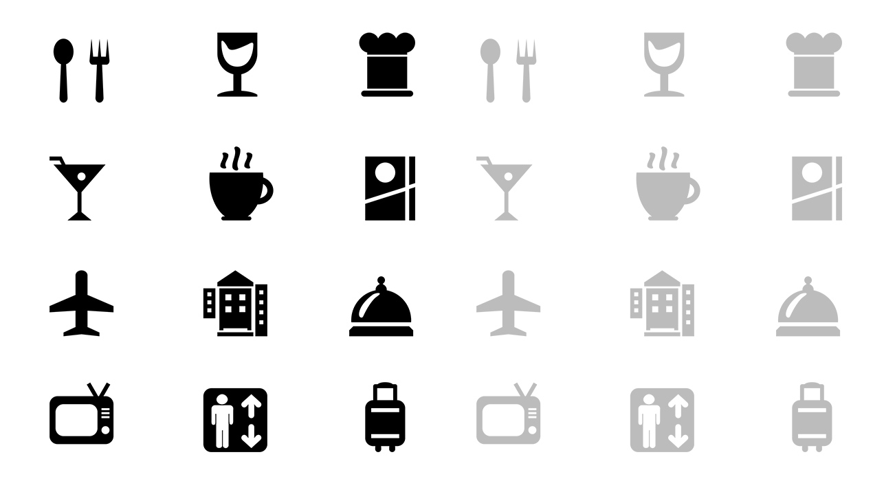 20 Hotel And Restaurant Glyph Icons (Vector PSD)