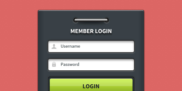 Member login form UI element (PSD)