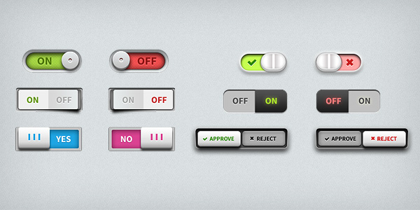 Toggle switches UI elements (PSD)