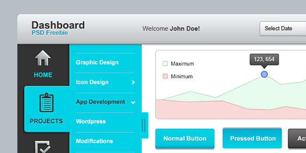 Dashboard UI Elements PSD Freebie