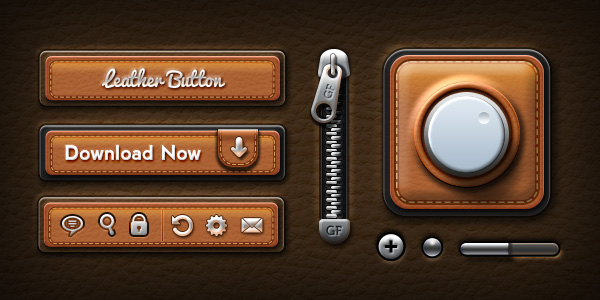 Leather UI Elements PSD