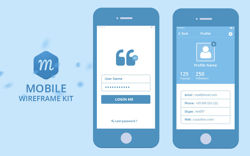 Mobile Wireframe Kit PSD