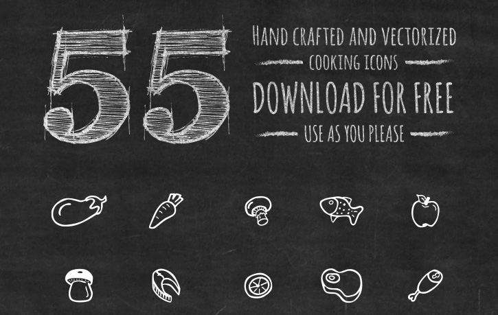 55 Handcrafted Vector Cooking Icons