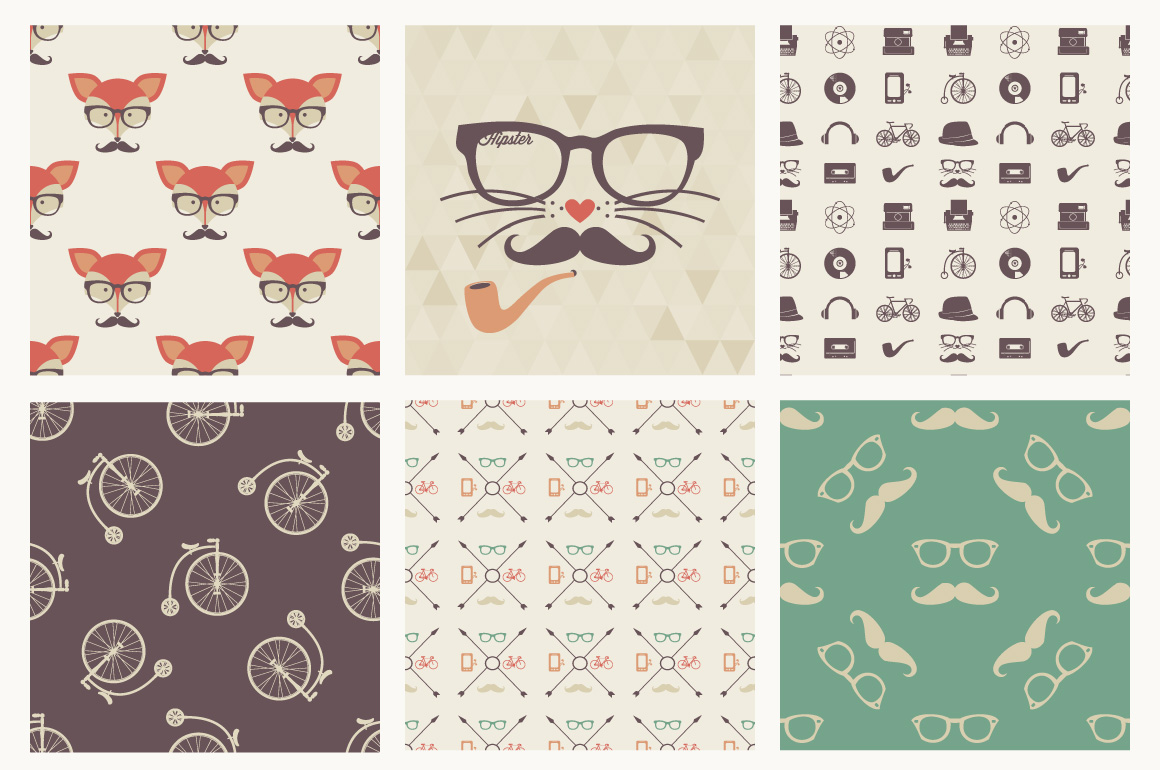 Exclusive: Free Hipster Seamless Patterns from Vecteezy