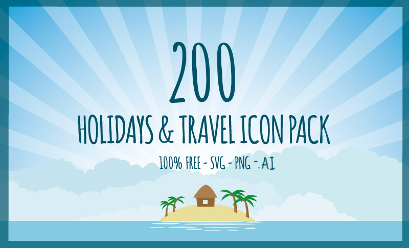 Exclusive Freebie: 200 Holidays & Travel Icons Pack