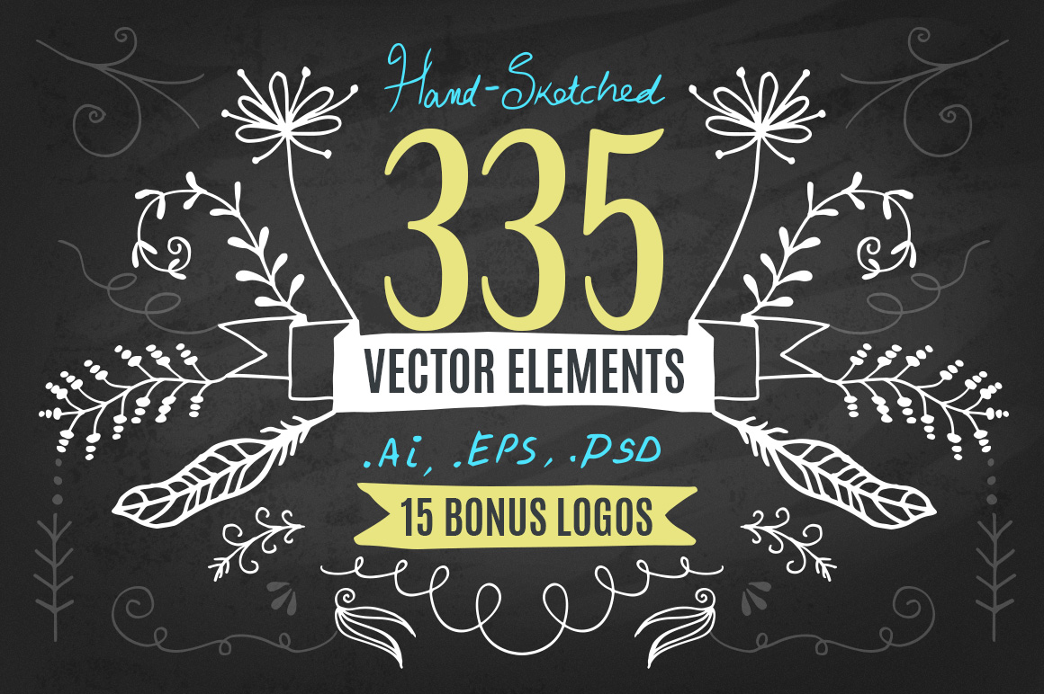 Hand-Drawn Vector Elements Kit & 15 Bonus Logos – Vol.1