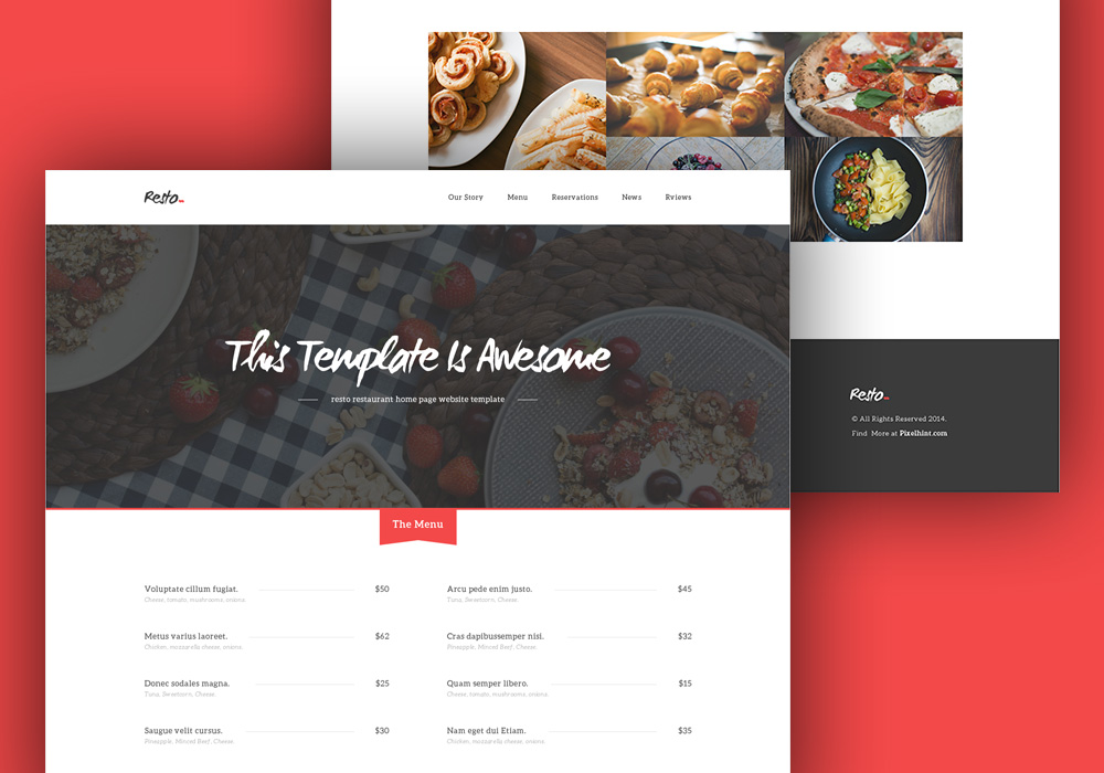 Free HTML5/CSS3 Restaurant Home Page Template