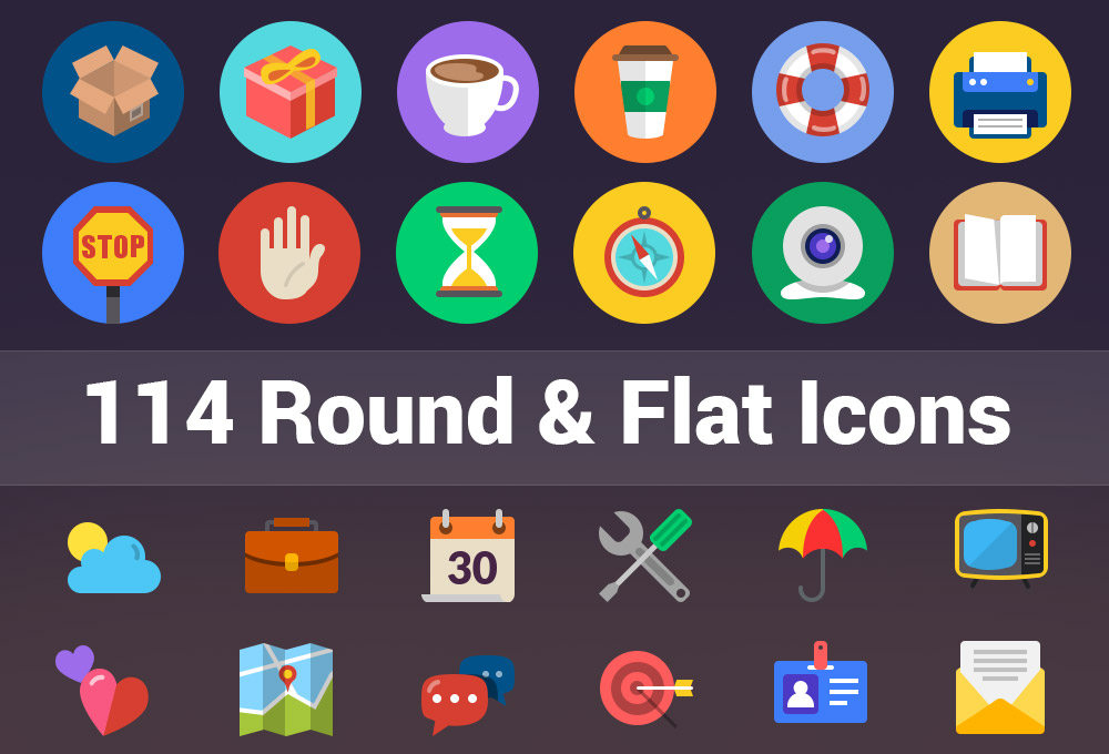 114 Round and Flat Icons