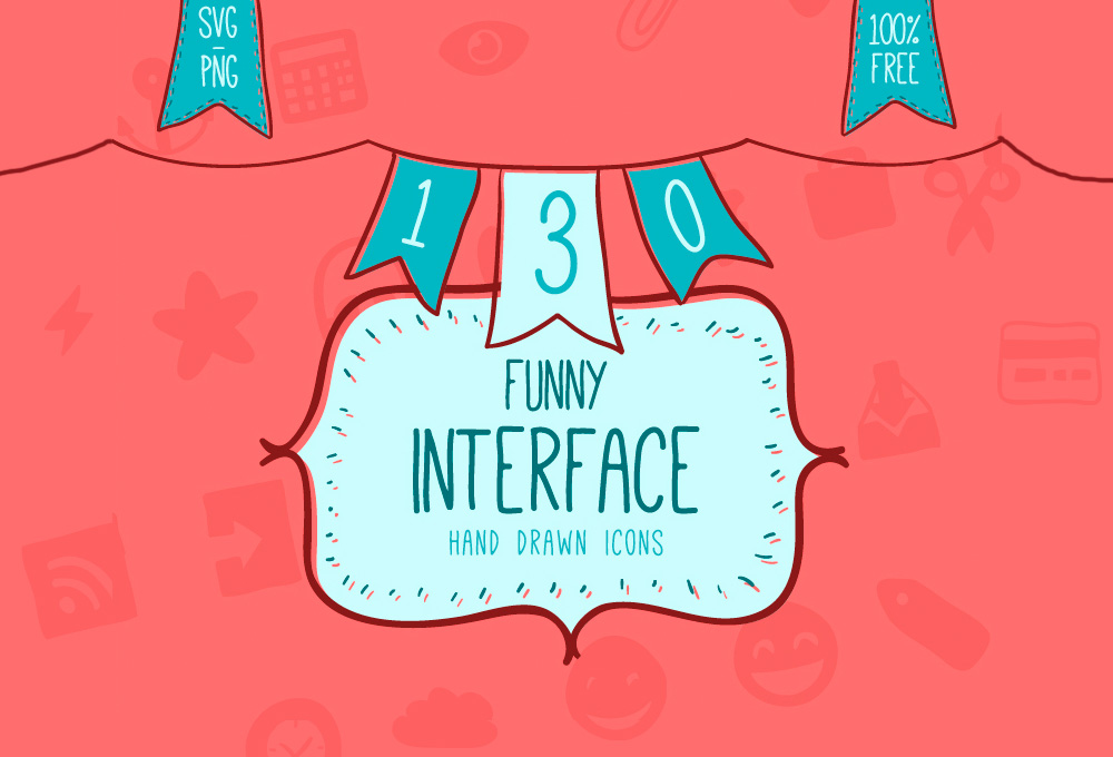 130 Free Hand-drawn Interface Icons