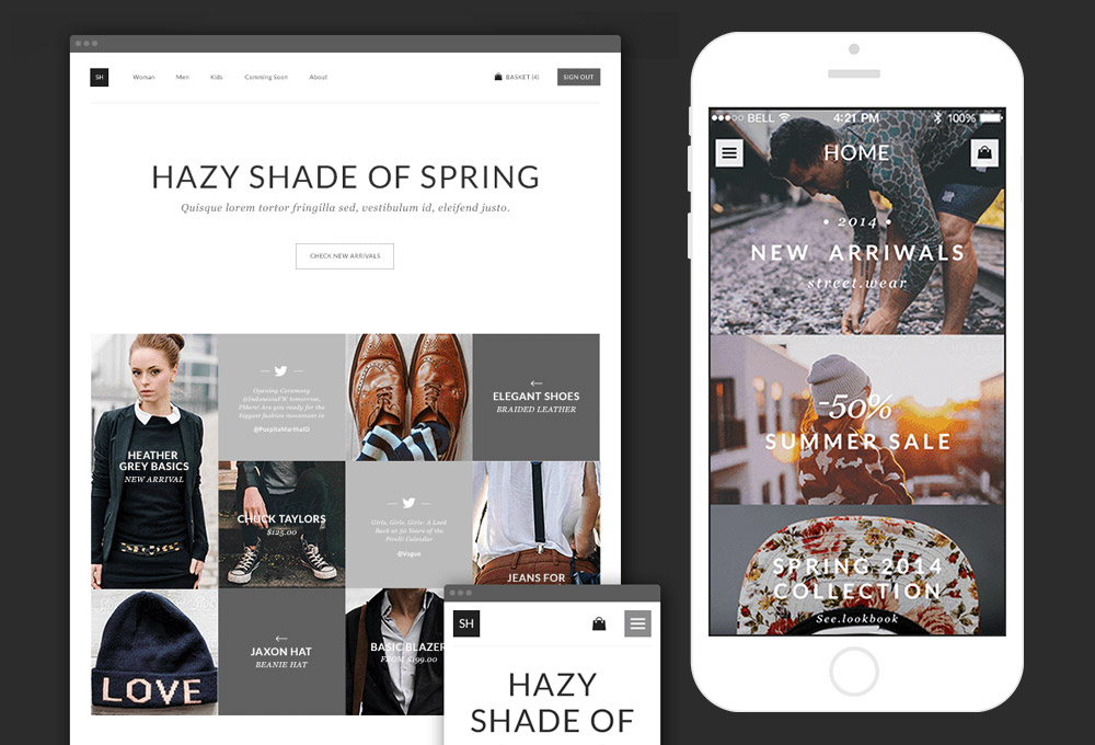 eCommerce Website and Store App PSD