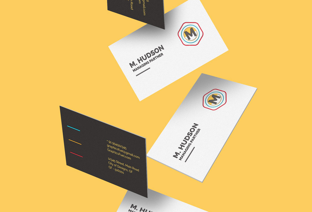 Free Falling Business Cards Mockup