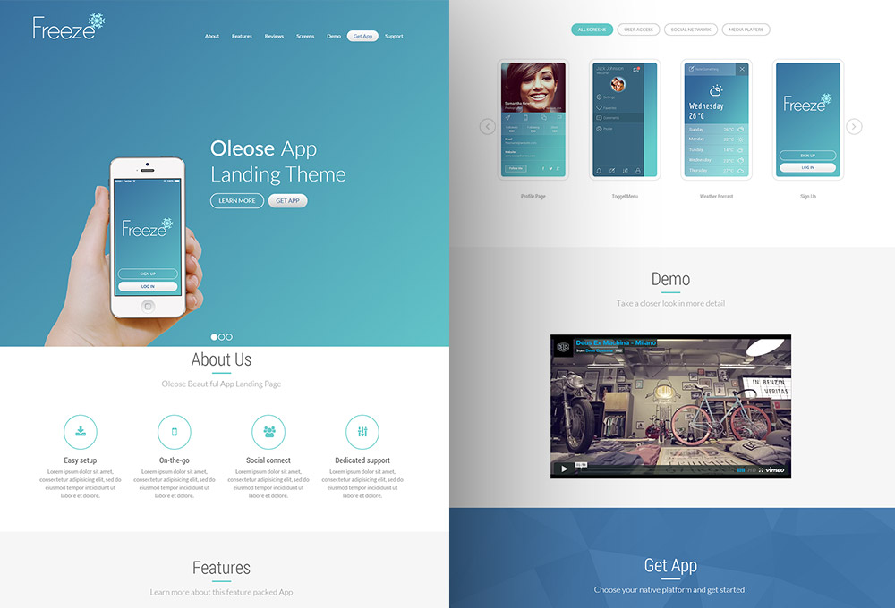 Oleose: Free App Bootstrap Landing Page