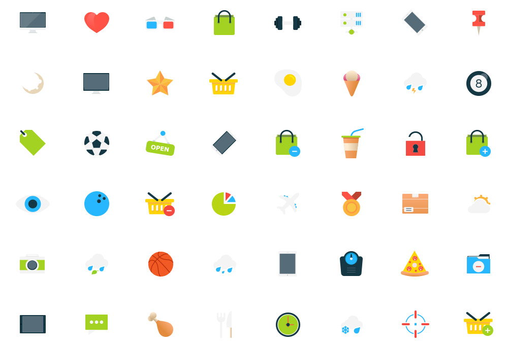 80 Free Flat Vector Icons