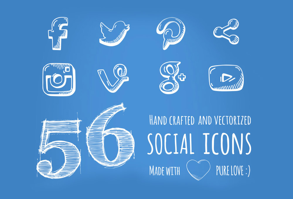 56 Free Hand-drawn Social Media Icons