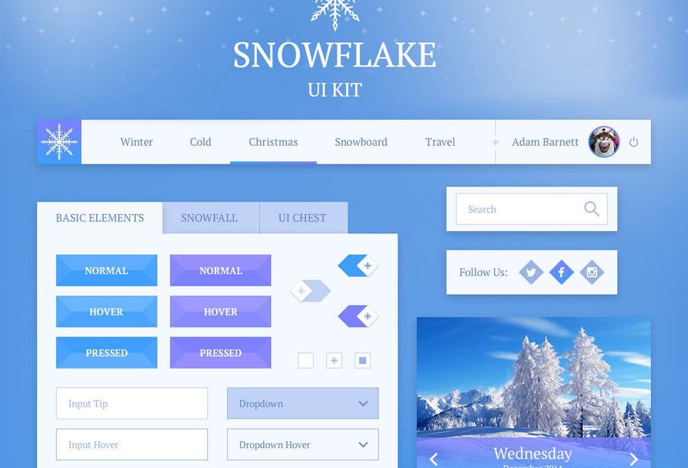 SnowFlake: Free PSD UI Kit