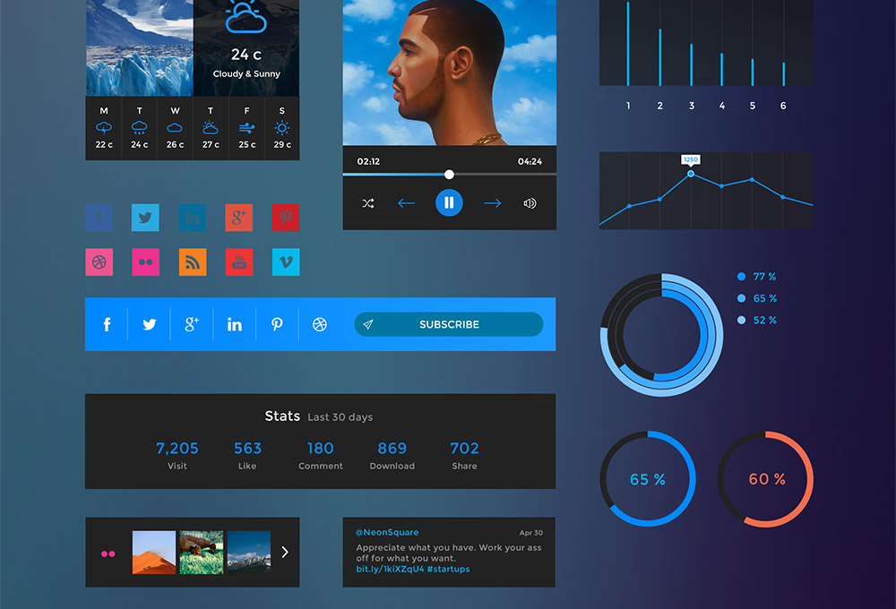 Free UI Elements PSD Kit