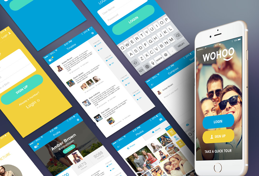 WOHOO: Free Mobile App UI Kit