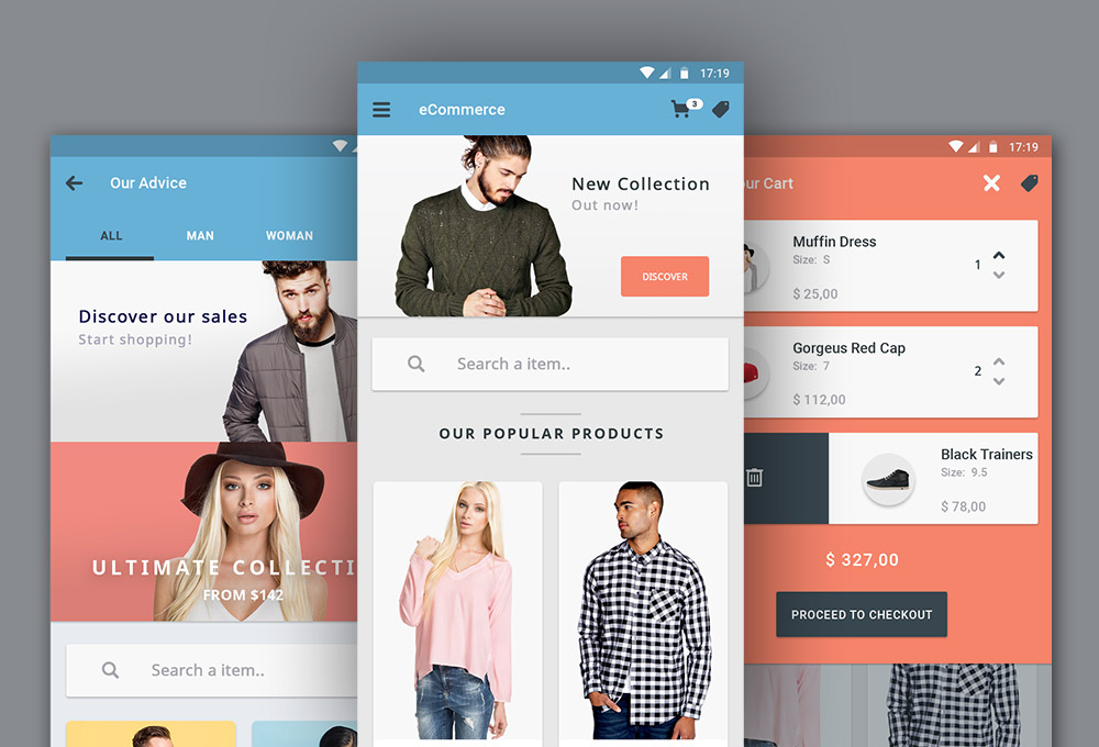 Free Ecommerce App UI Designs