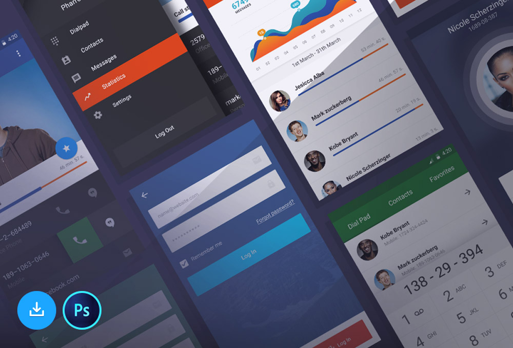 Free Mobile UI Kit PSD