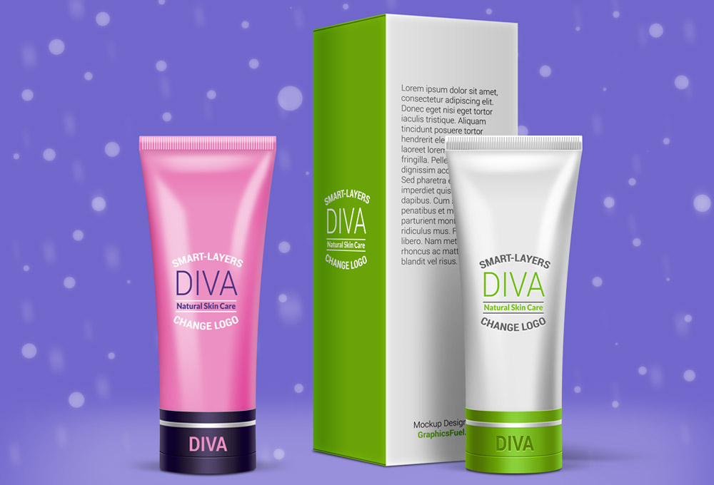 Cosmetic Cream Tube & Box Mockup