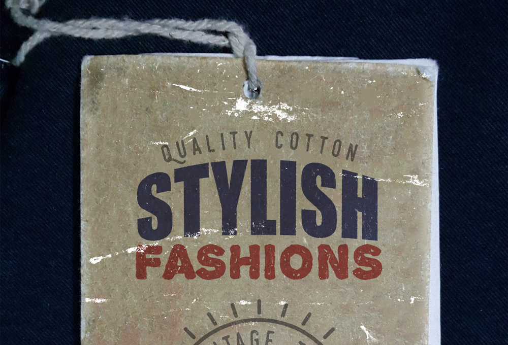 Vintage Clothing Label Mockup PSD