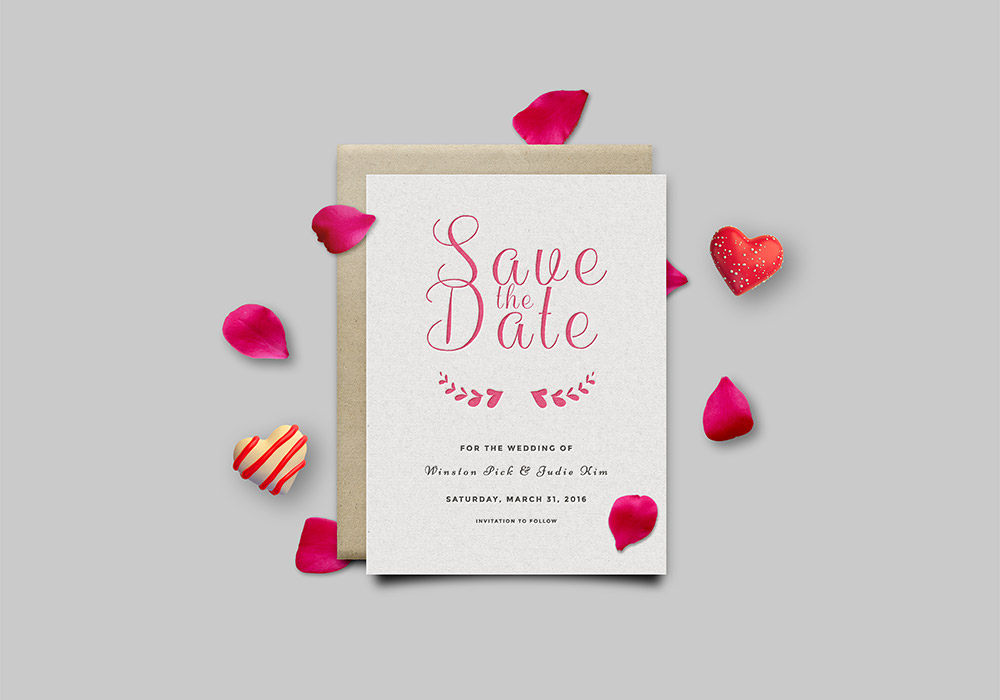 Save The Date Invitation Card Mockup PSD